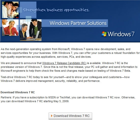 Публичный релиз Windows 7 RC 5-го мая